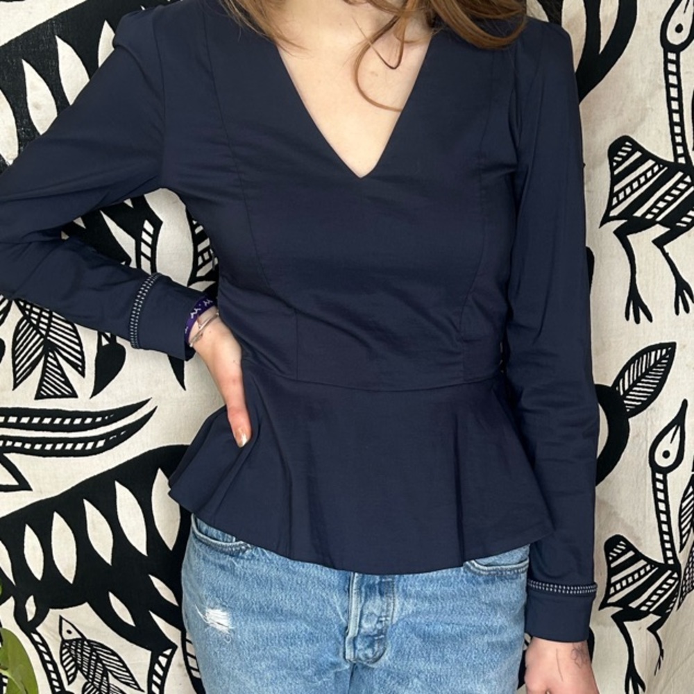Beautiful Navy Peplum Top